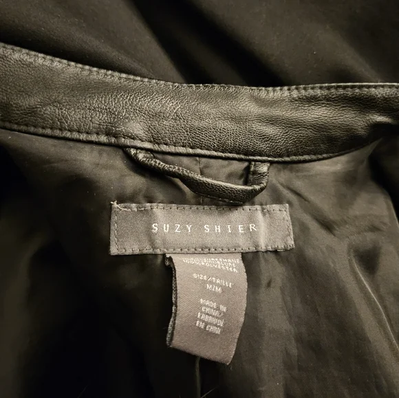 Suzy Shier Women's Pleather/Faux Leather Black Biker Jacket in Medium - Picture 11 of 11